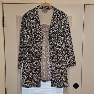 Premise Black and White Patterned Light  Over Coat, XL